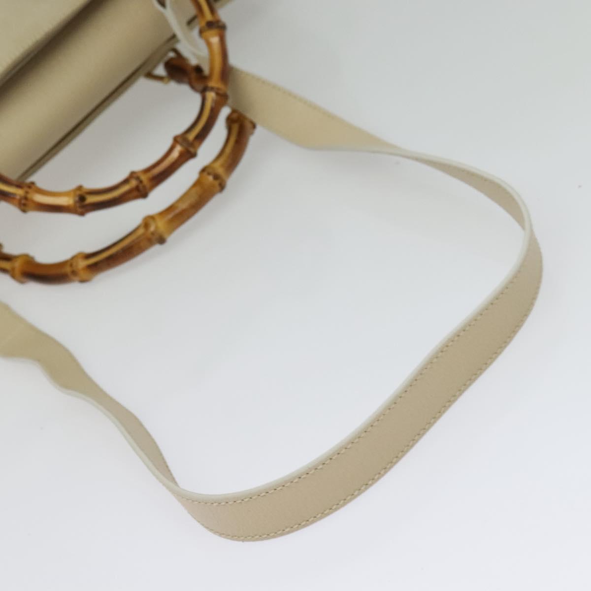GUCCI Bamboo Hand Bag Suede 2way Beige Gold 002 2855 0322 0 Auth ep10823