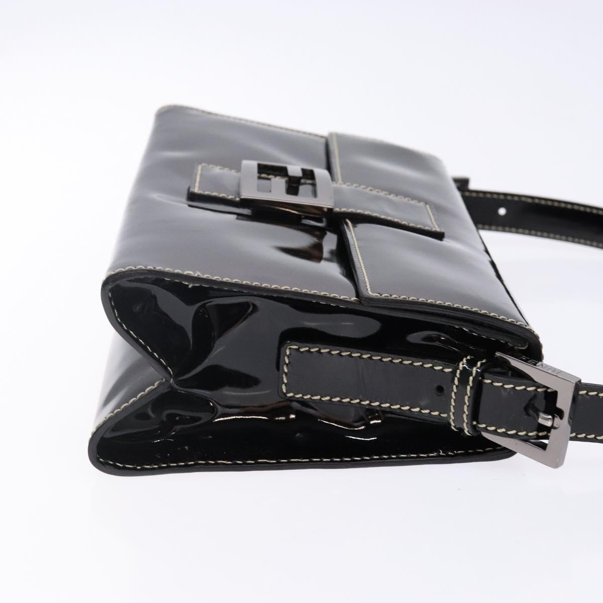 FENDI Mamma Baguette Shoulder Bag Enamel Black Auth ep10832