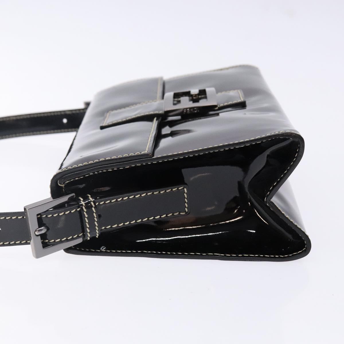 FENDI Mamma Baguette Shoulder Bag Enamel Black Auth ep10832
