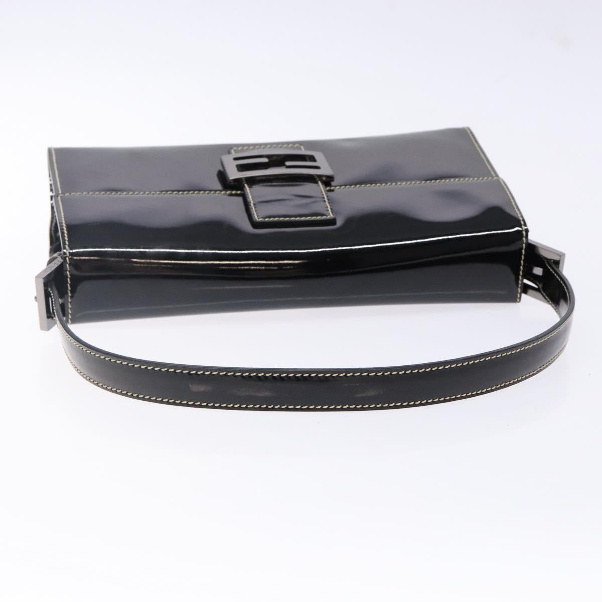 FENDI Mamma Baguette Shoulder Bag Enamel Black Auth ep10832
