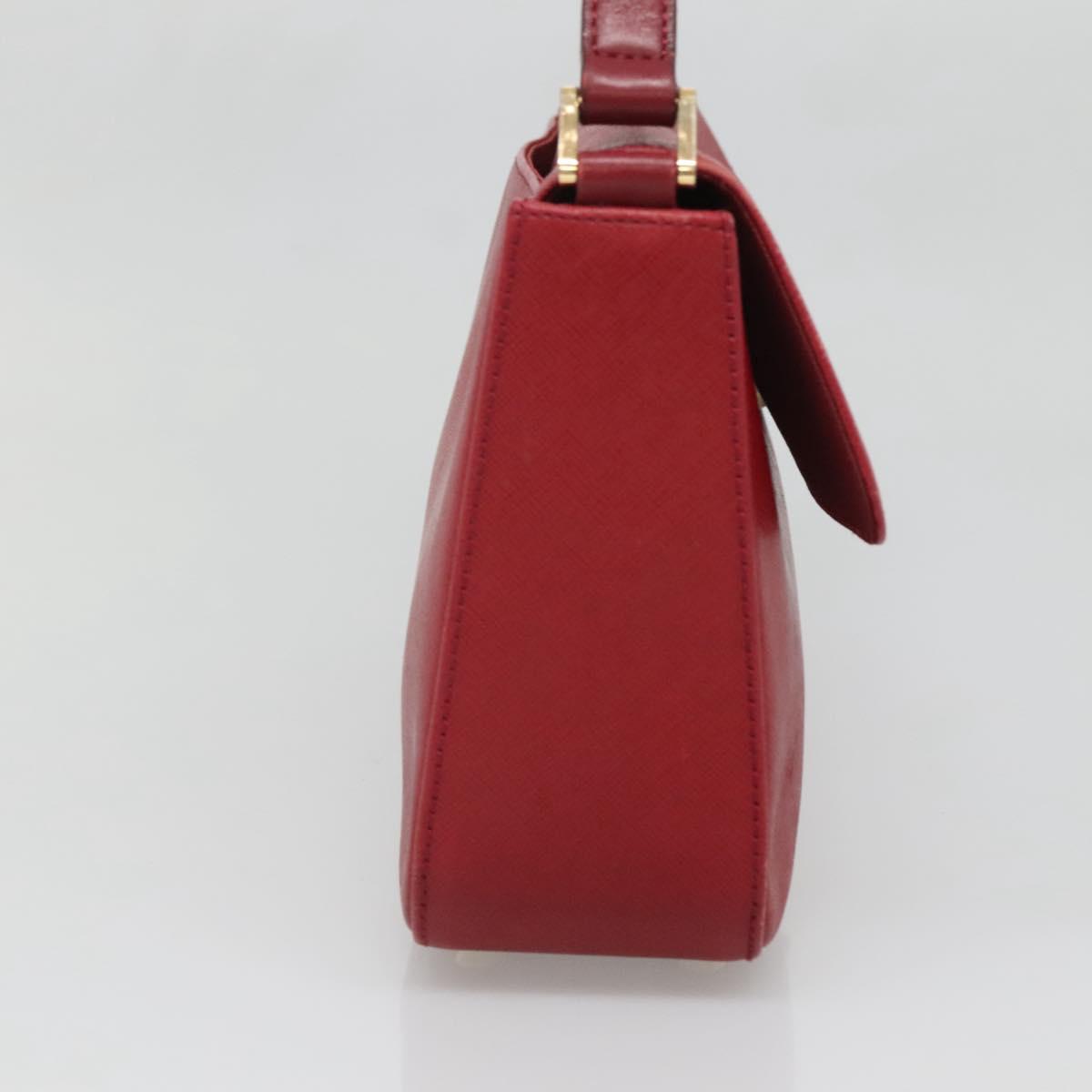 BURBERRY Hand Bag Leather Red Gold Auth ep10833