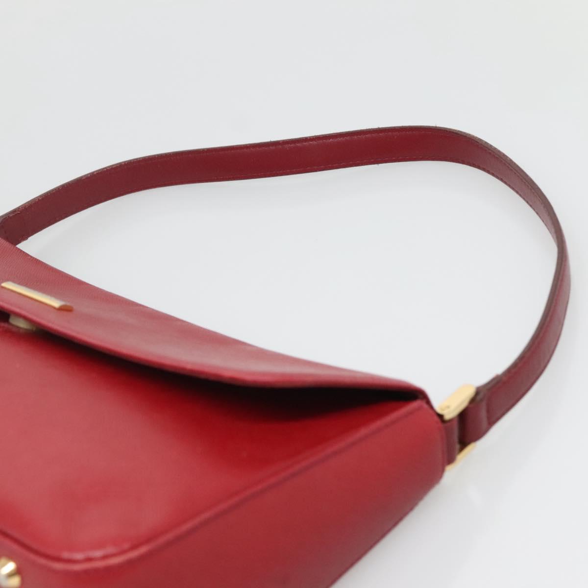 BURBERRY Hand Bag Leather Red Gold Auth ep10833