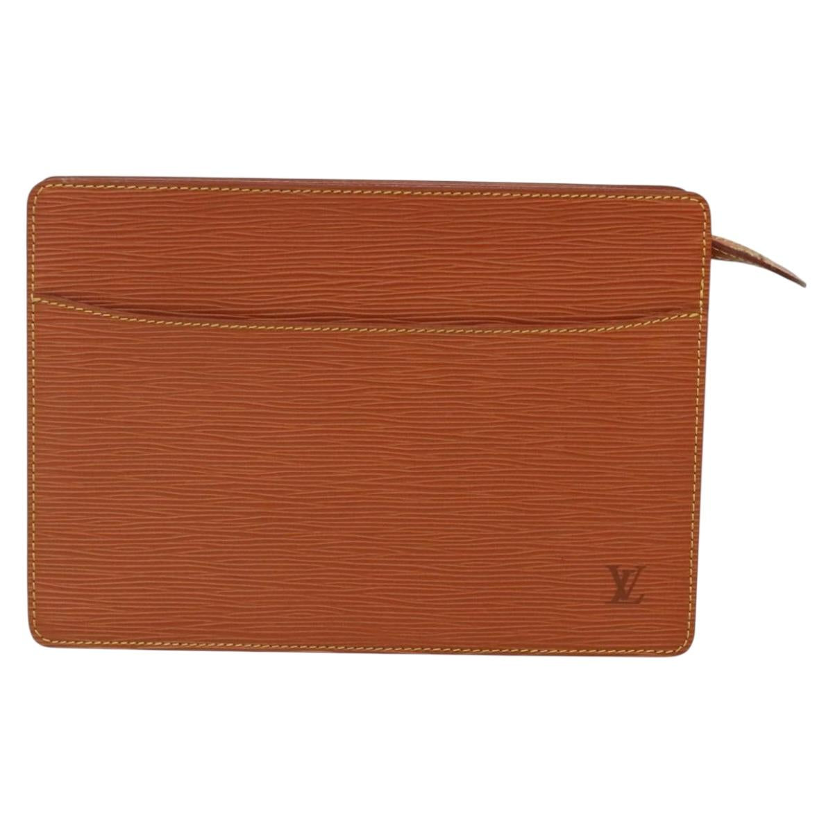 LOUIS VUITTON Epi Pochette Homme Bag Brown Zipangu Gold M52528 LV Auth ep10838