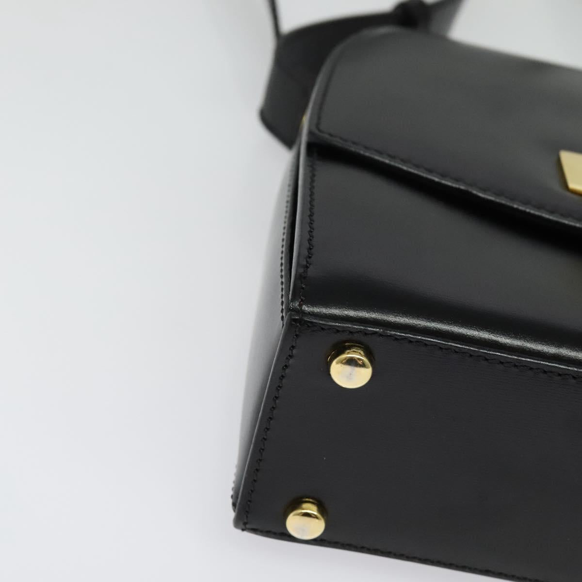 CELINE Shoulder Bag Leather Black Gold Auth ep10841