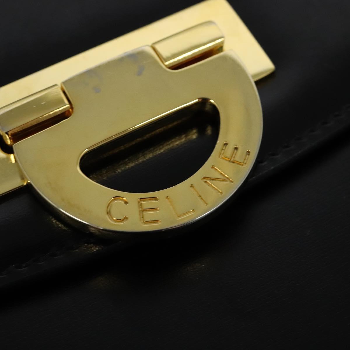 CELINE Shoulder Bag Leather Black Gold Auth ep10841