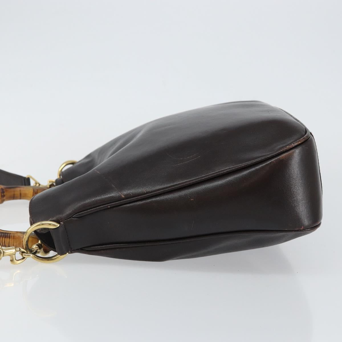 GUCCI Bamboo Hand Bag Leather 2way Brown Gold 001 3444 1638 Auth ep10847