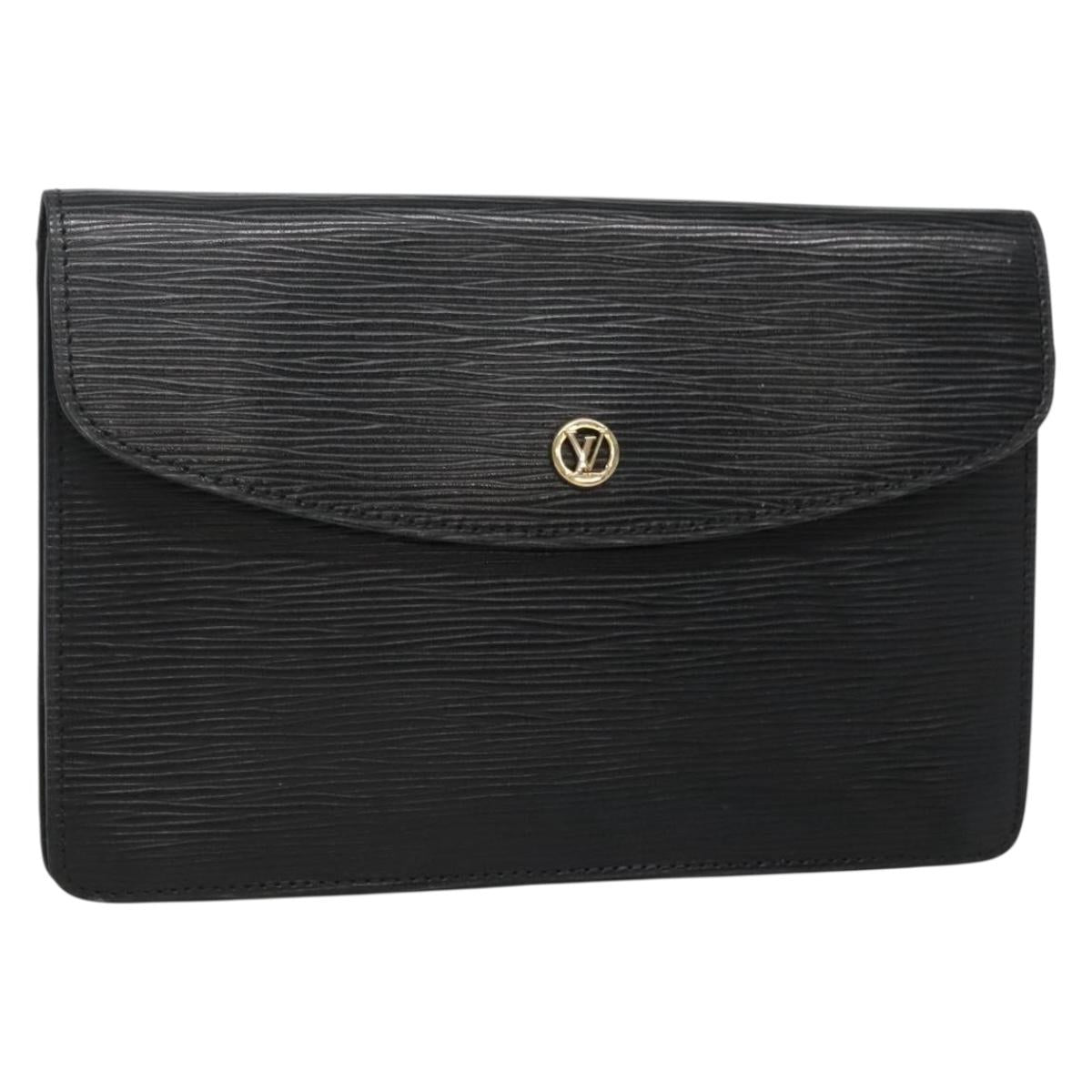 LOUIS VUITTON Epi Montaigne 23 Clutch Bag Black M52662 LV Auth ep10851