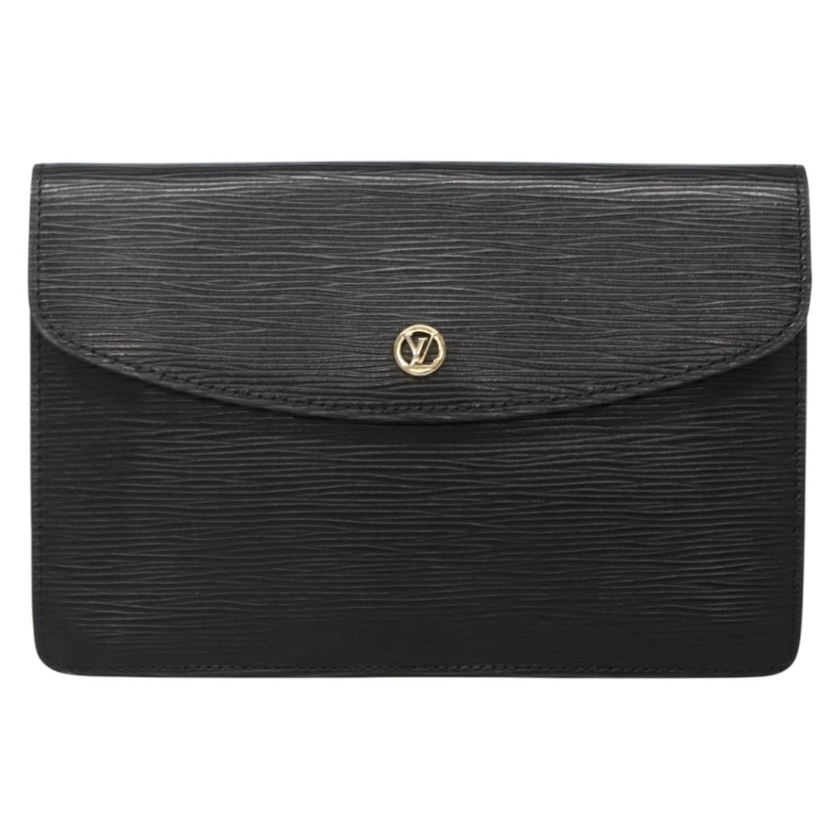 LOUIS VUITTON Epi Montaigne 23 Clutch Bag Black M52662 LV Auth ep10851