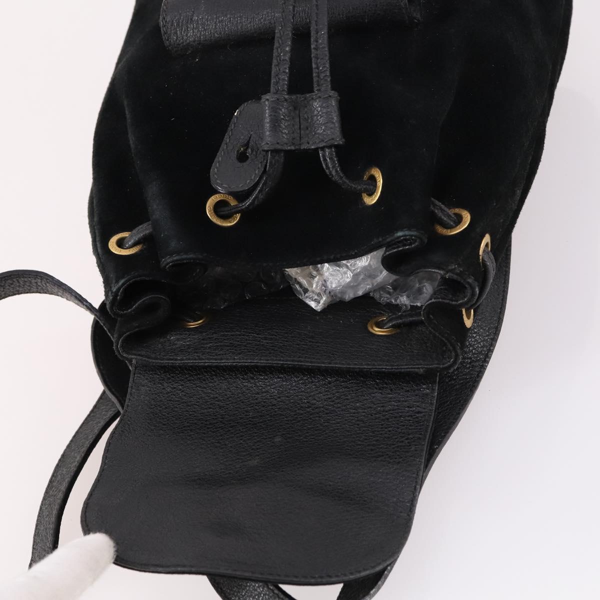 GUCCI Bamboo Backpack Suede Black Gold 003 2058 0030 Auth ep10853
