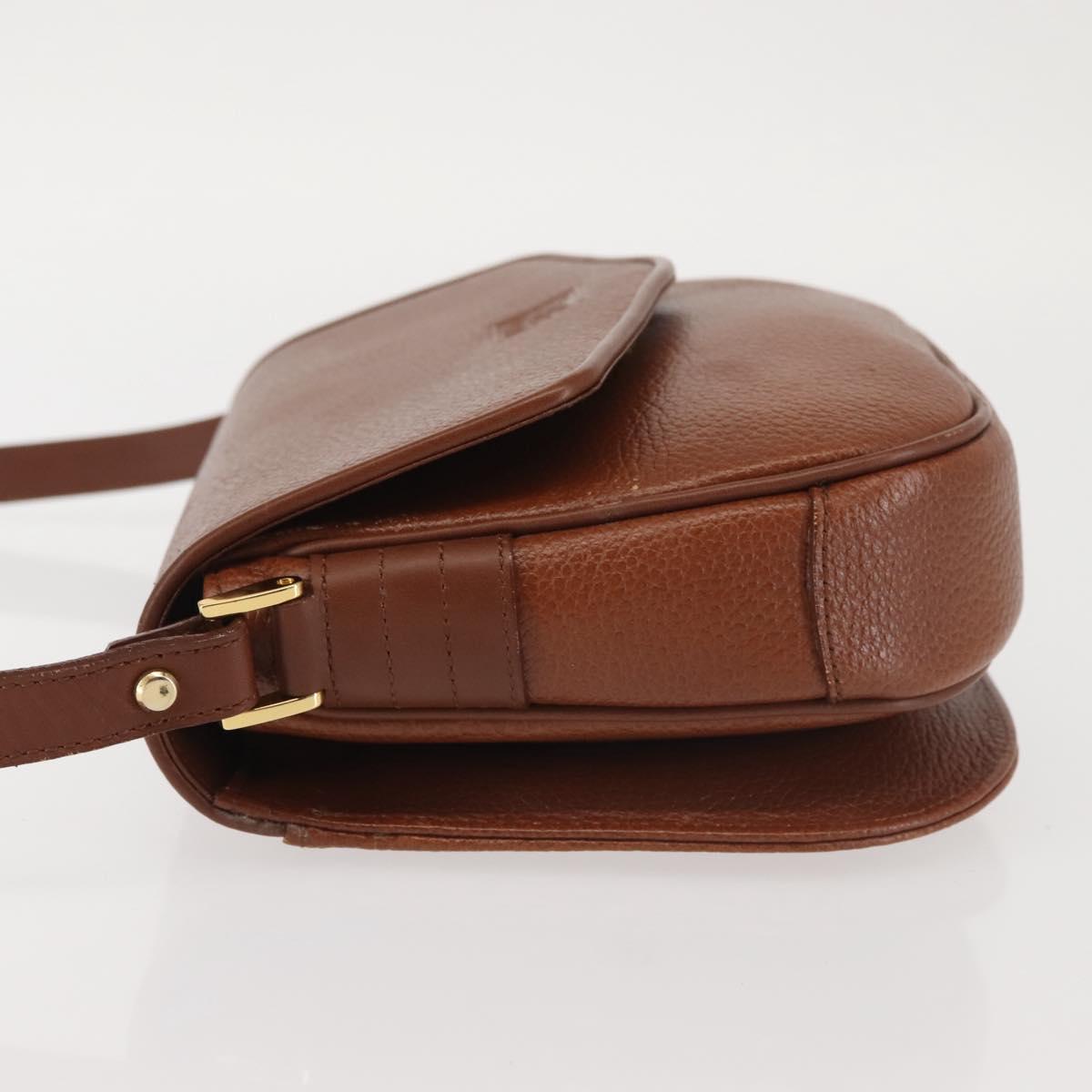 Burberrys Shoulder Bag Leather Brown Gold Auth ep10854