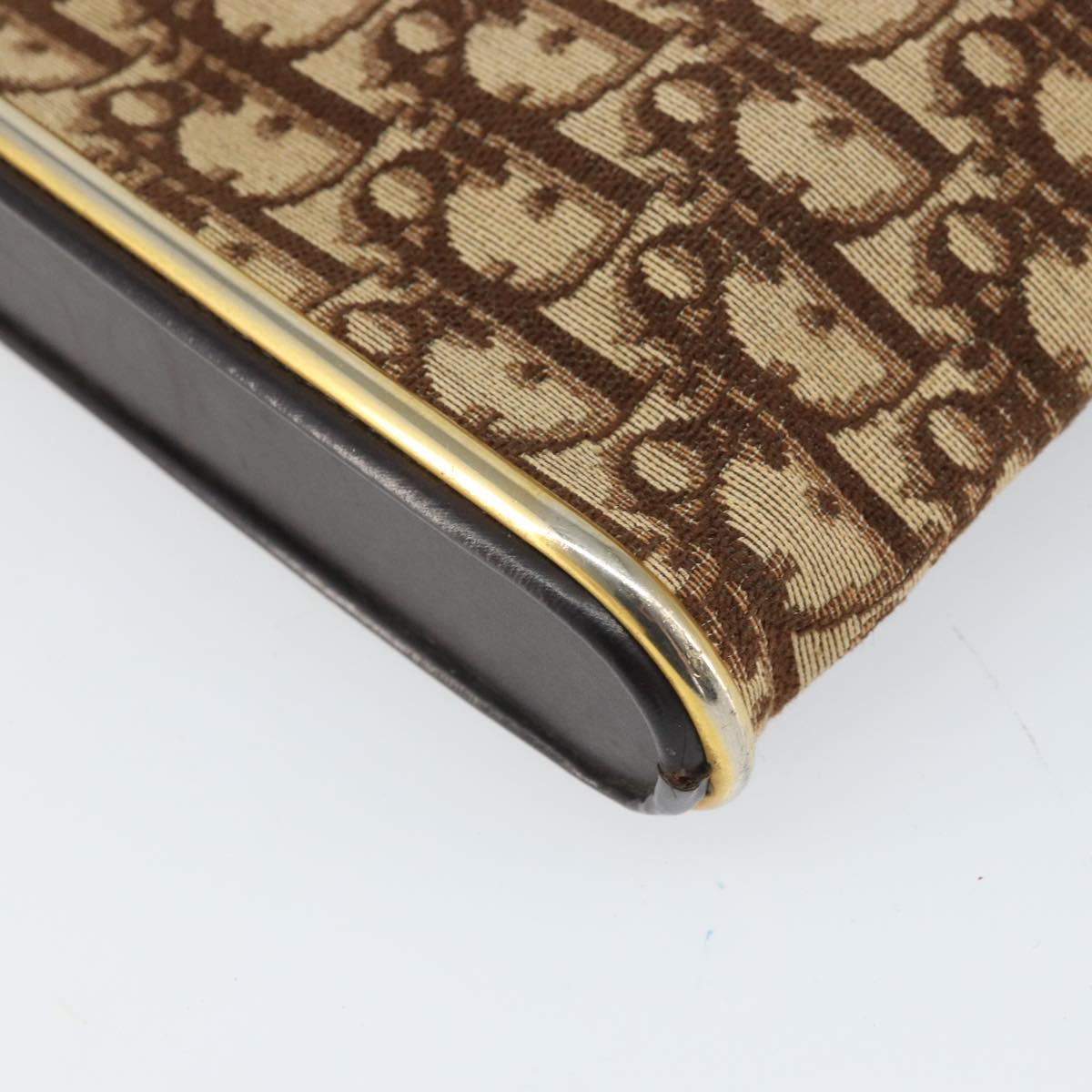Christian Dior Trotter Canvas Shoulder Bag Brown Gold Auth ep10855