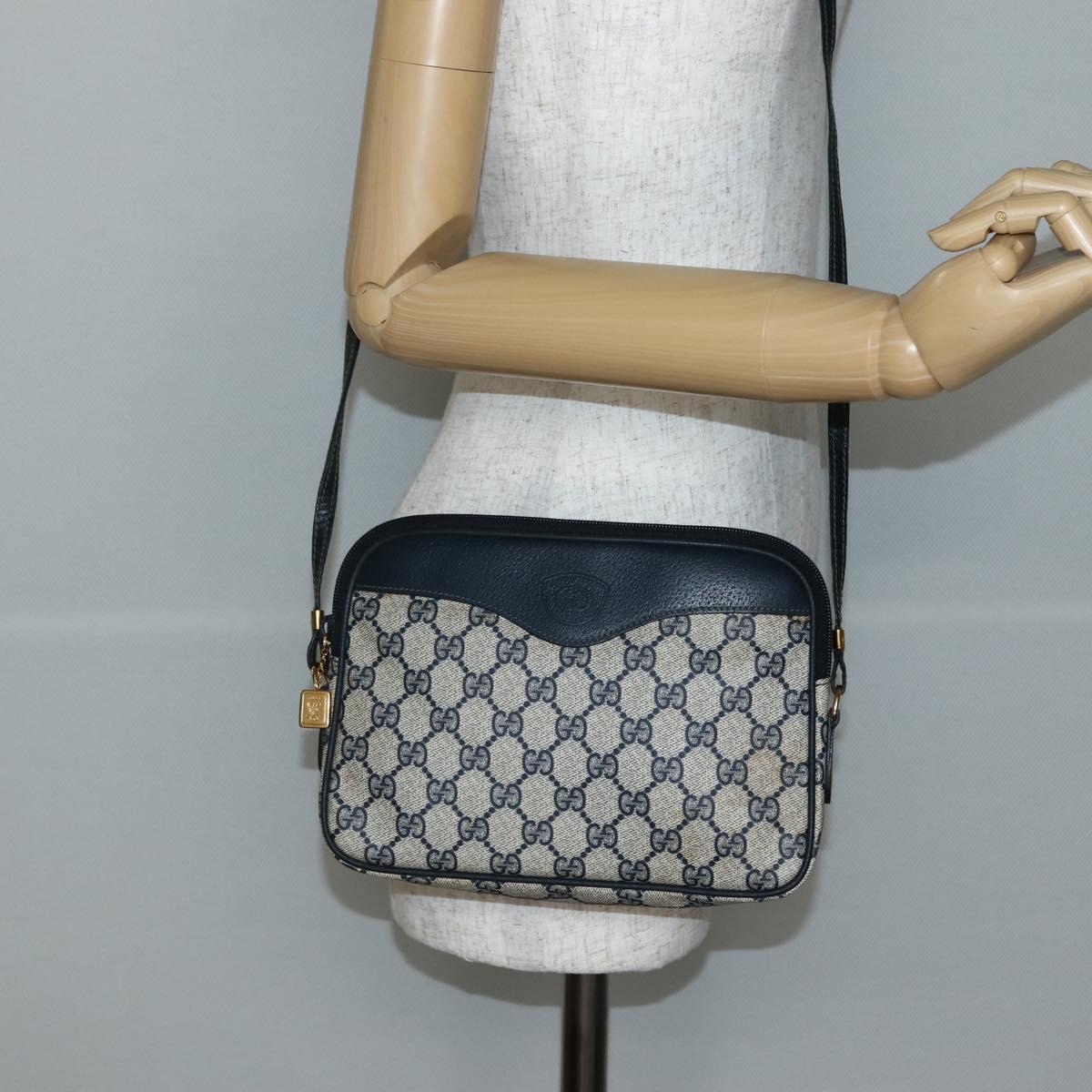 GUCCI GG Supreme Shoulder Bag PVC Navy Gold 007 115 6428 8039 Auth ep10857