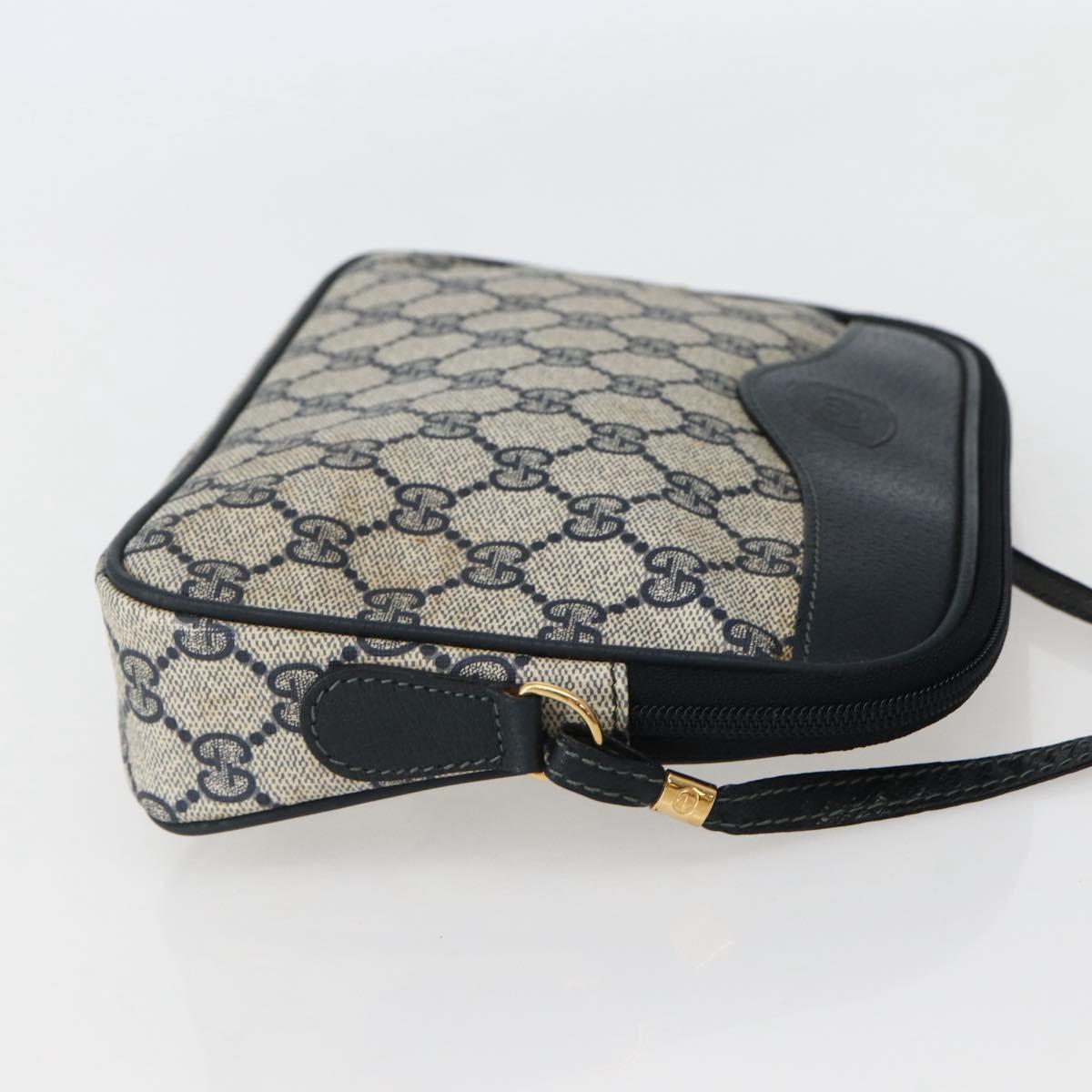 GUCCI GG Supreme Shoulder Bag PVC Navy Gold 007 115 6428 8039 Auth ep10857