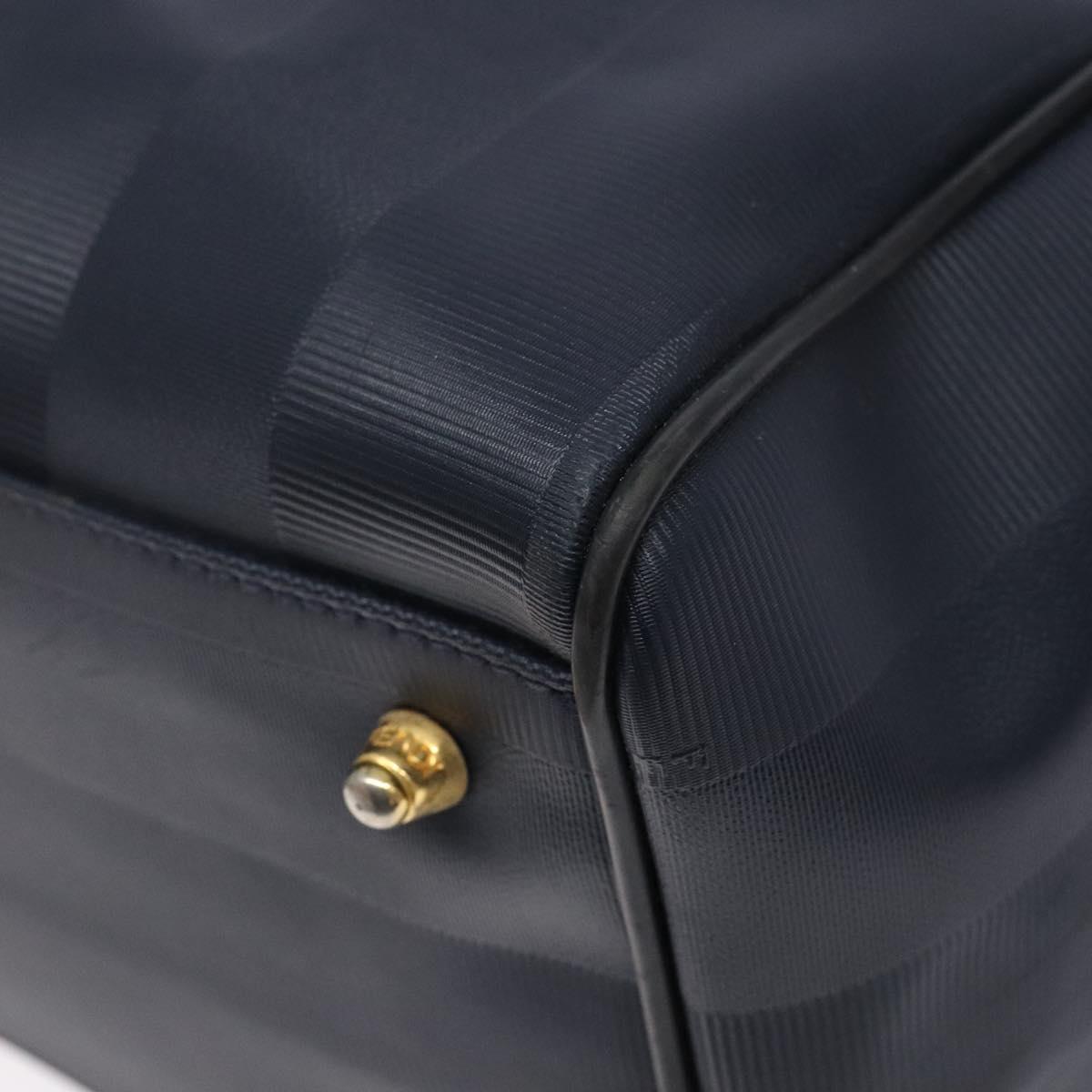 FENDI Pecan Canvas Hand Bag Navy Gold Auth ep10858
