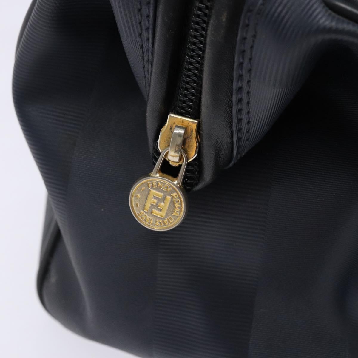FENDI Pecan Canvas Hand Bag Navy Gold Auth ep10858