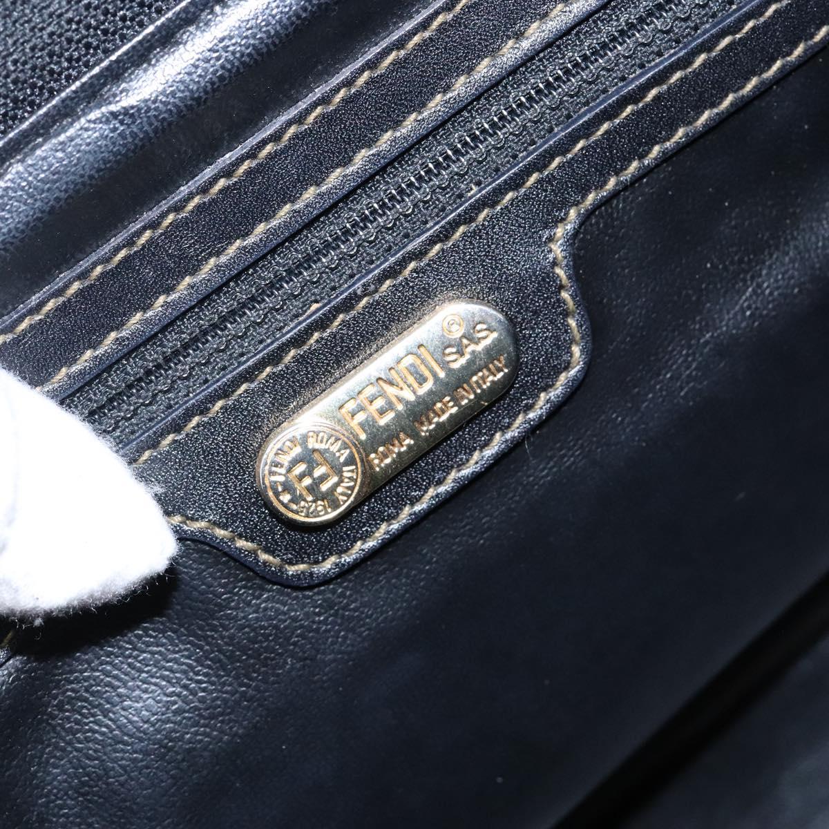 FENDI Pecan Canvas Hand Bag Navy Gold Auth ep10858