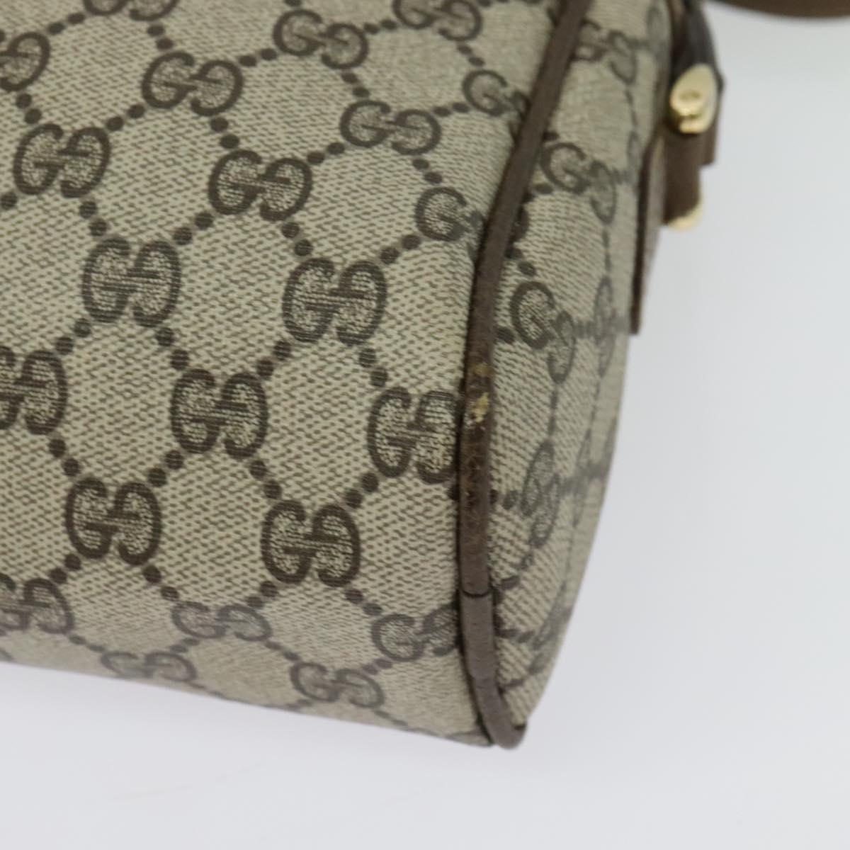 GUCCI GG Supreme Web Sherry Line Shoulder Bag PVC Beige Gold Red Auth ep10859