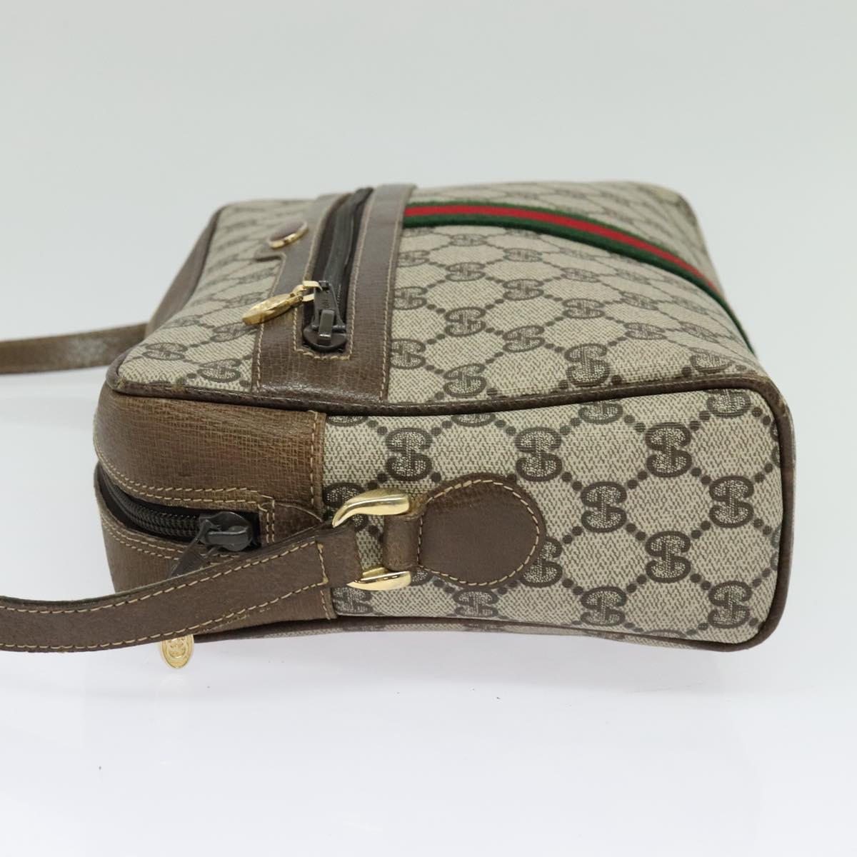 GUCCI GG Supreme Web Sherry Line Shoulder Bag PVC Beige Gold Red Auth ep10859