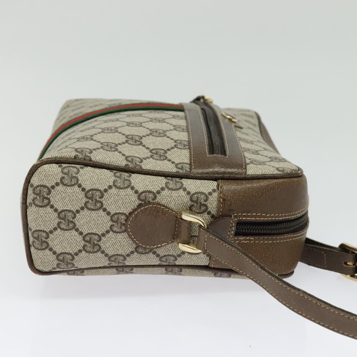 GUCCI GG Supreme Web Sherry Line Shoulder Bag PVC Beige Gold Red Auth ep10859