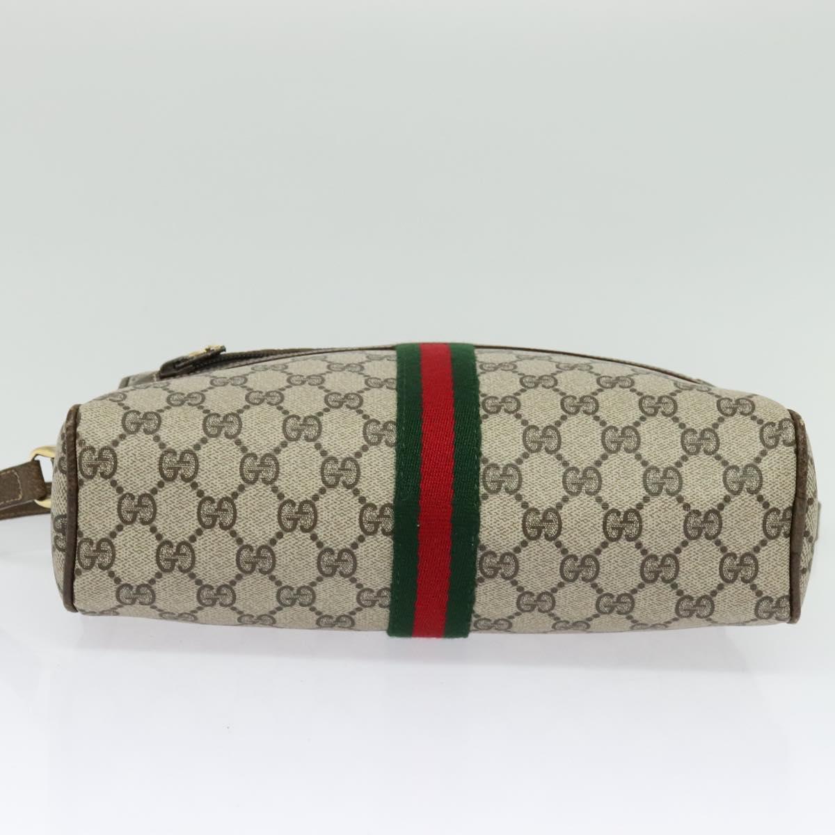 GUCCI GG Supreme Web Sherry Line Shoulder Bag PVC Beige Gold Red Auth ep10859