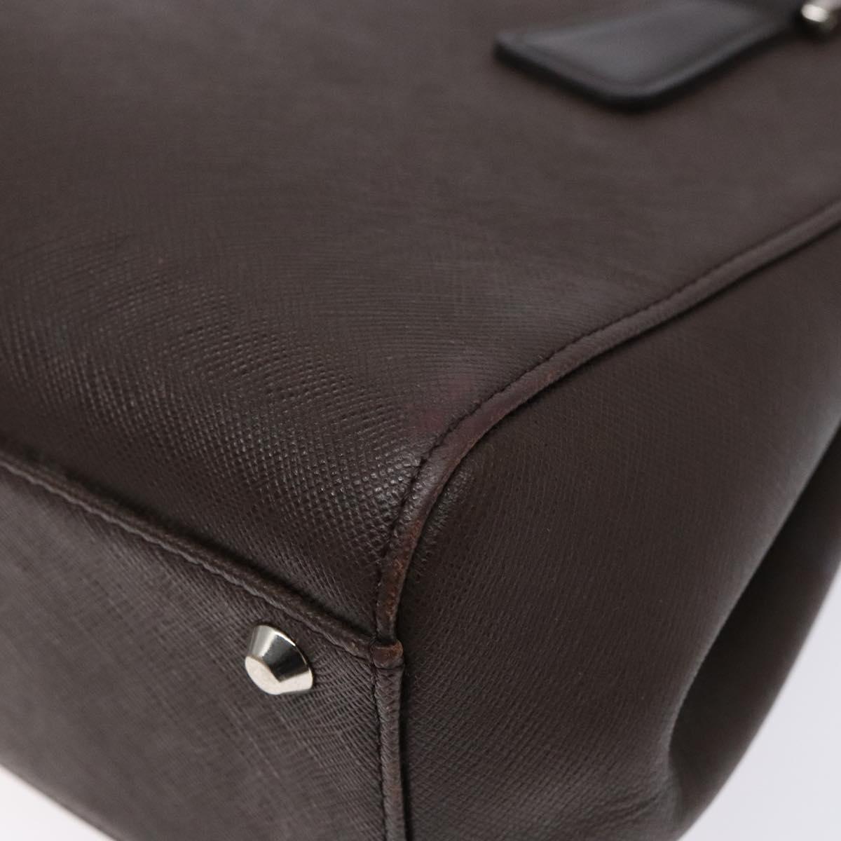 BURBERRY Hand Bag Leather Silver Brown Auth ep10861