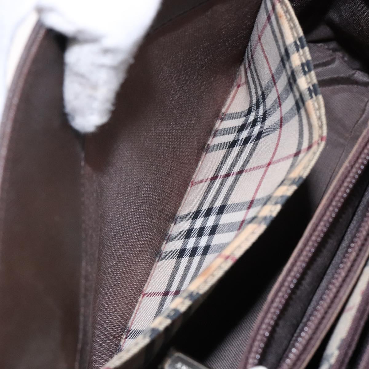 BURBERRY Hand Bag Leather Silver Brown Auth ep10861