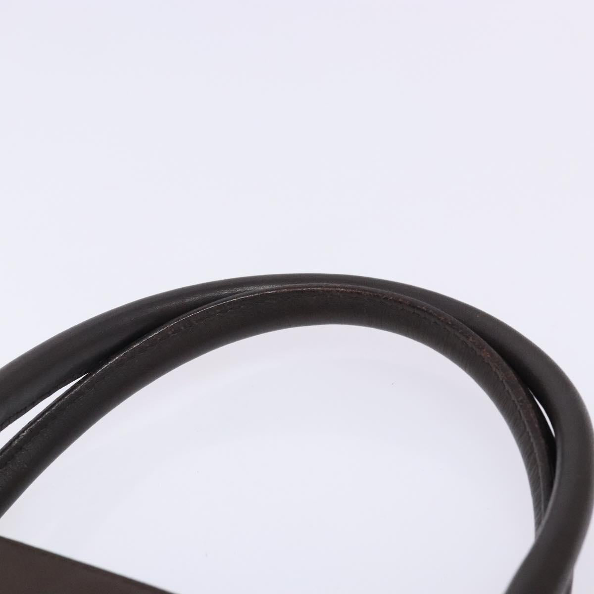BURBERRY Hand Bag Leather Silver Brown Auth ep10861