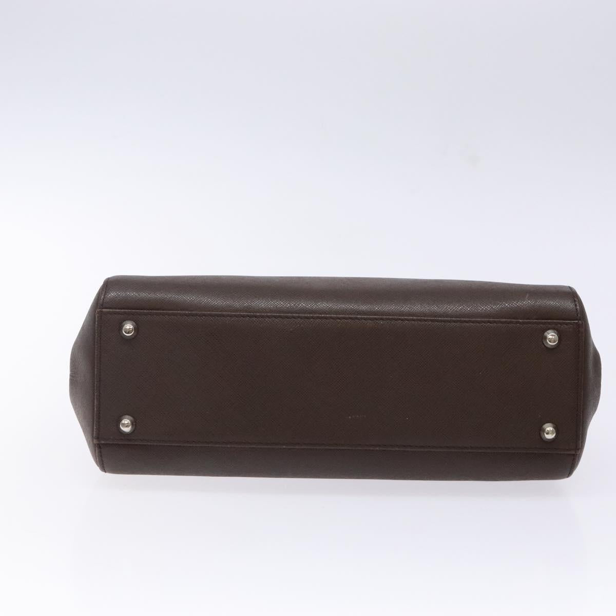 BURBERRY Hand Bag Leather Silver Brown Auth ep10861