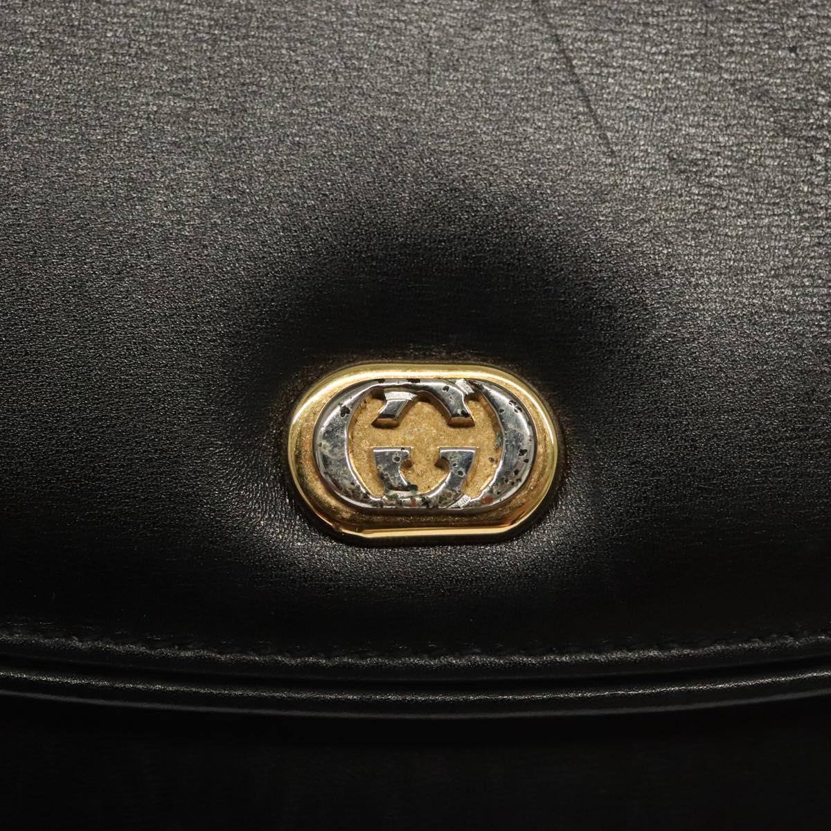 GUCCI Hand Bag Leather Black Gold 000 056 0004 Auth ep10863