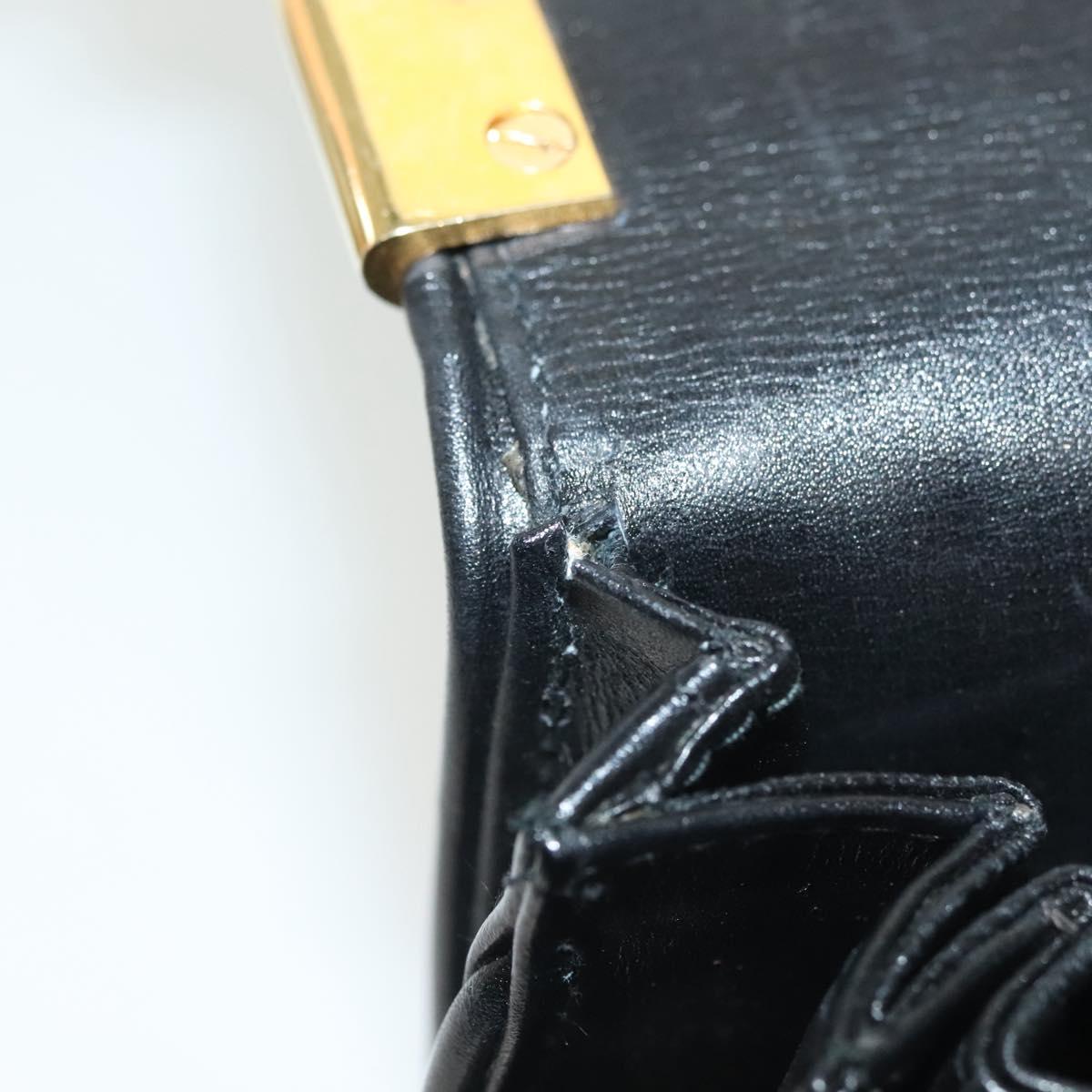 GUCCI Hand Bag Leather Black Gold 000 056 0004 Auth ep10863