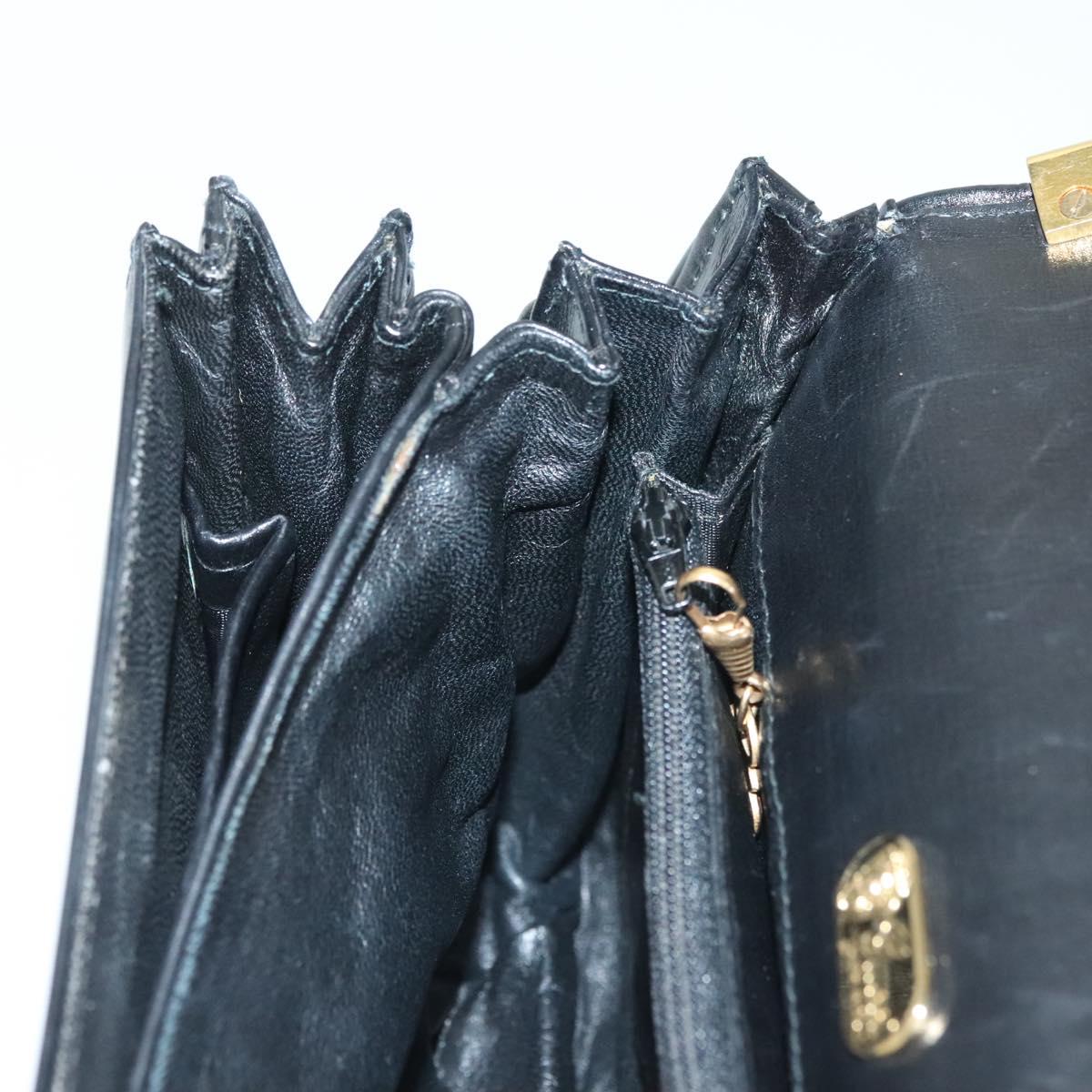GUCCI Hand Bag Leather Black Gold 000 056 0004 Auth ep10863
