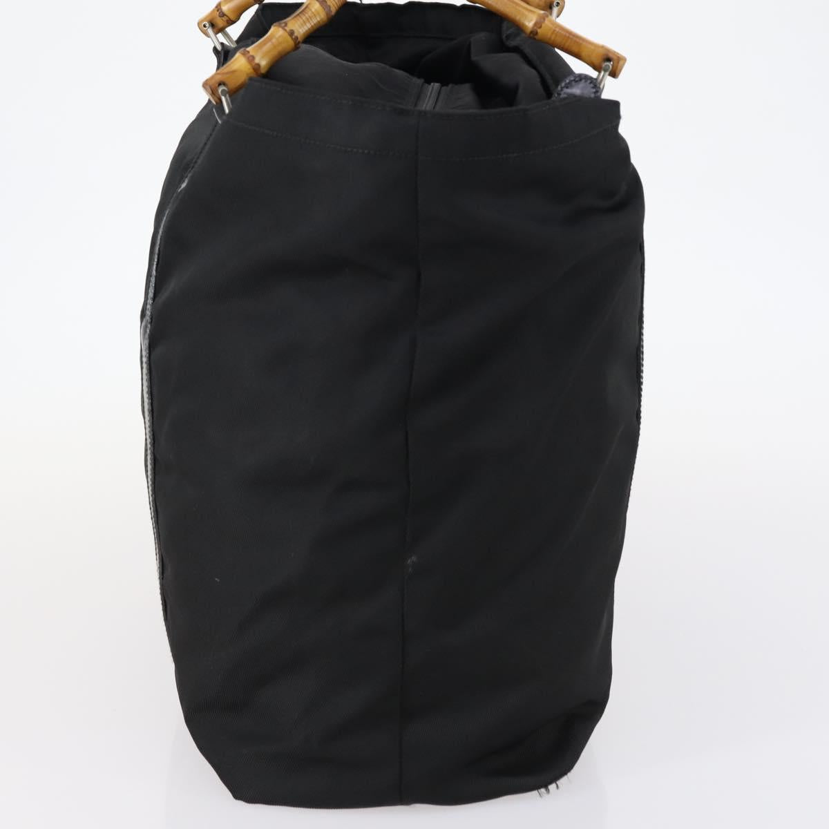 GUCCI Bamboo Tote Bag Nylon Black Silver 002 2052 0412 5 Auth ep10866