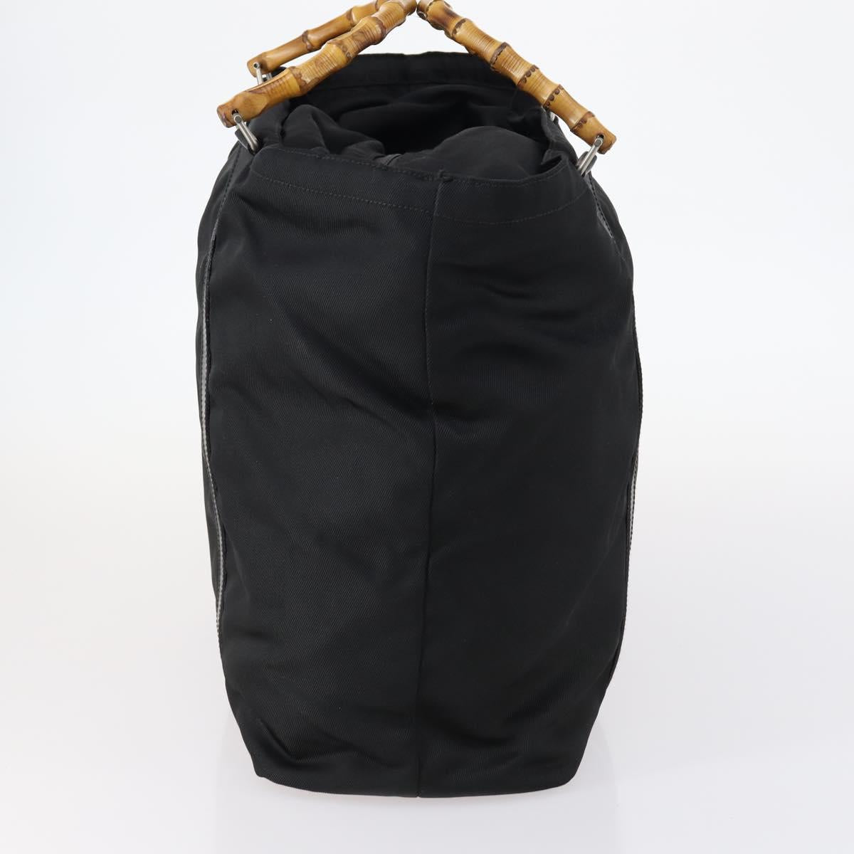 GUCCI Bamboo Tote Bag Nylon Black Silver 002 2052 0412 5 Auth ep10866