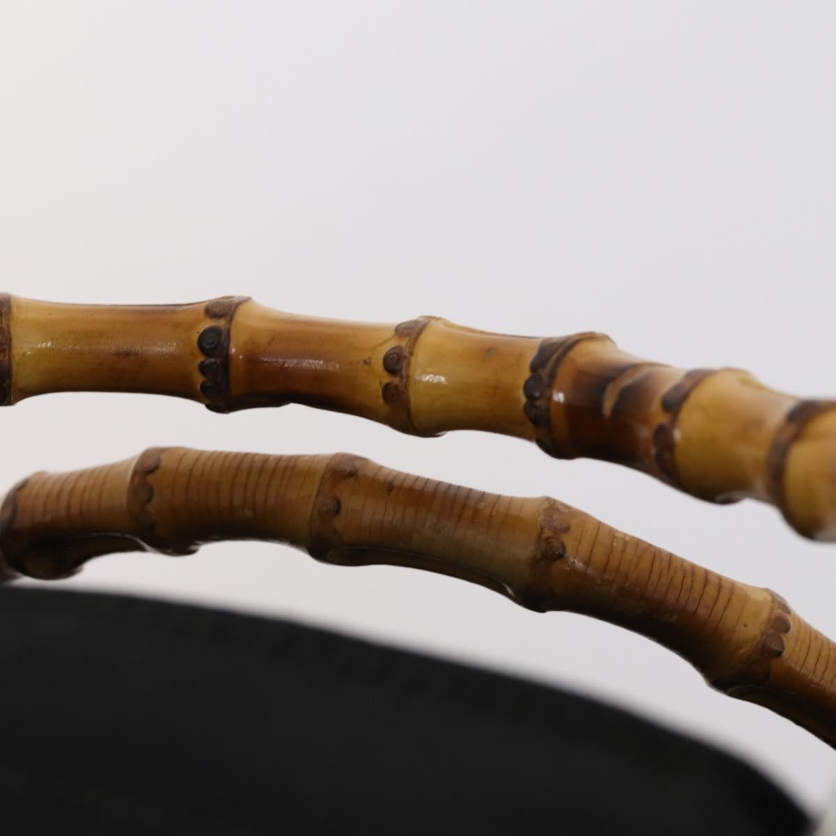 GUCCI Bamboo Tote Bag Nylon Black Silver 002 2052 0412 5 Auth ep10866