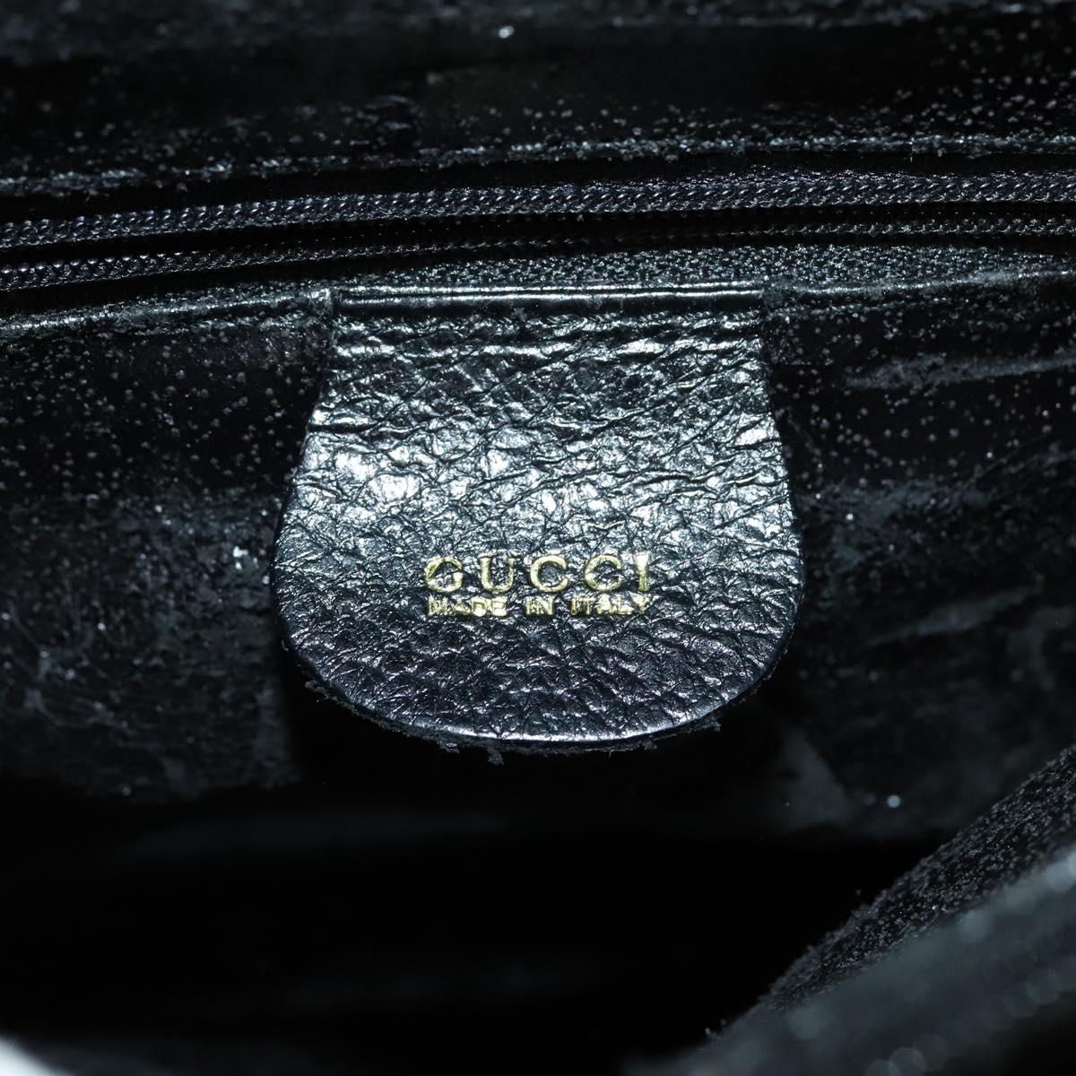 GUCCI Bamboo Hand Bag Leather Black Gold 02 123 0260 Auth ep10868