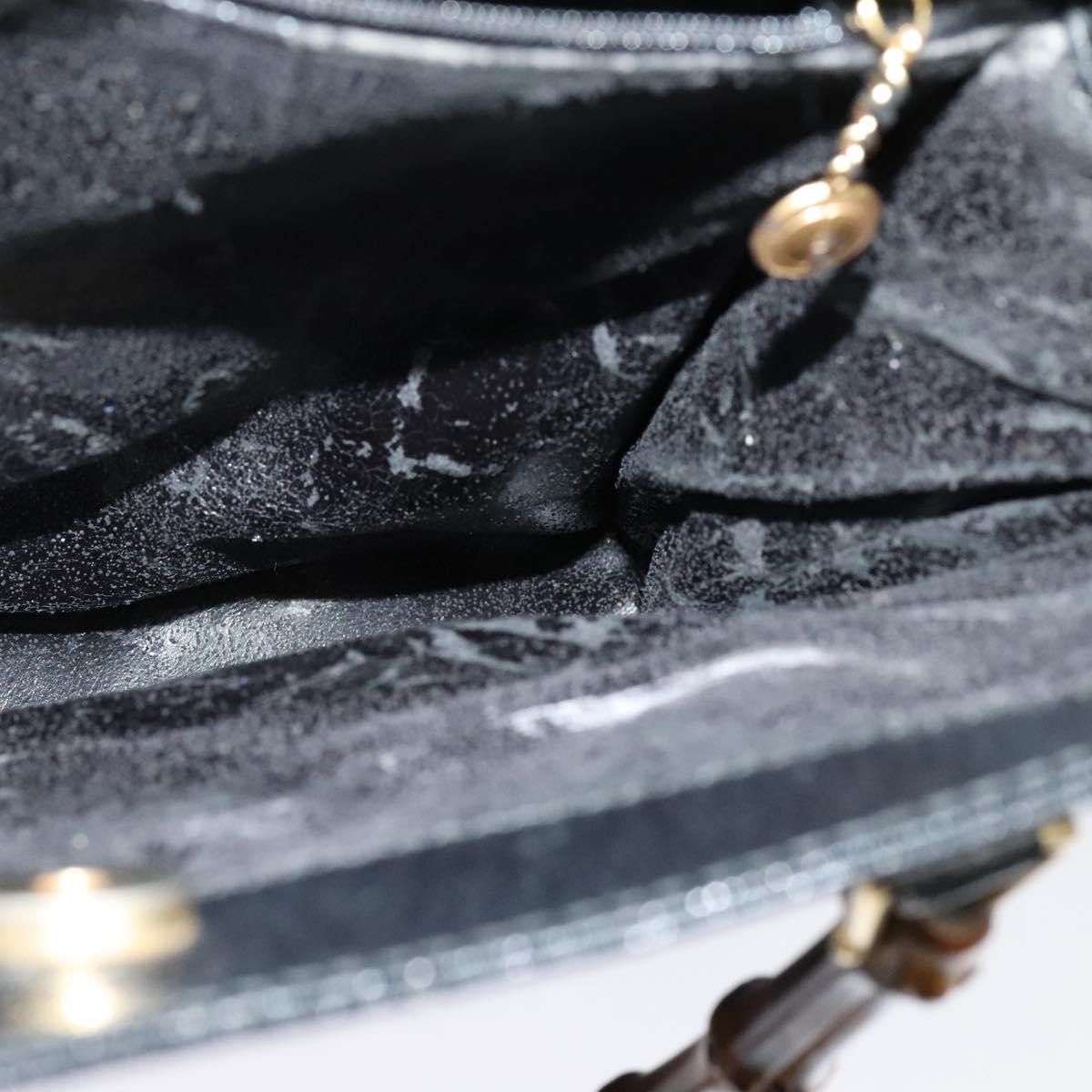 GUCCI Bamboo Hand Bag Leather Black Gold 02 123 0260 Auth ep10868