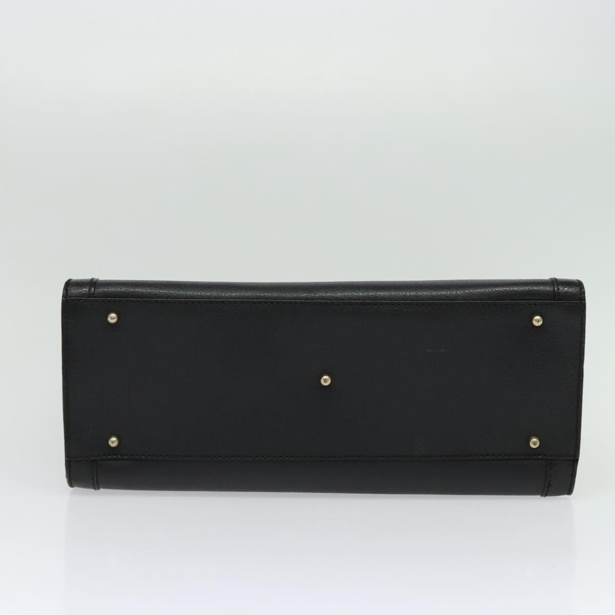 GUCCI Bamboo Hand Bag Leather Black Gold 02 123 0260 Auth ep10868