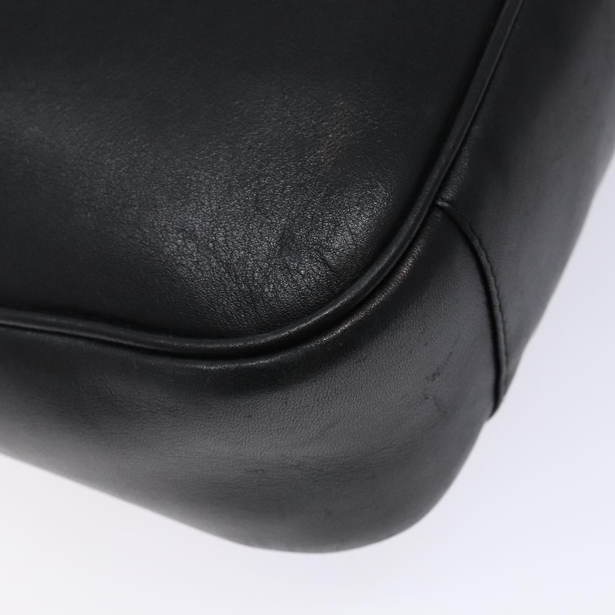 GUCCI Bamboo Hand Bag Leather Black Gold 001 1998 1638 Auth ep10869
