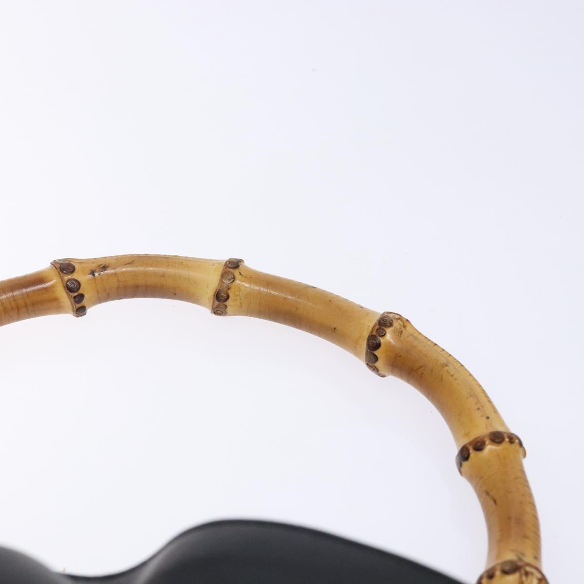GUCCI Bamboo Hand Bag Leather Black Gold 001 1998 1638 Auth ep10869