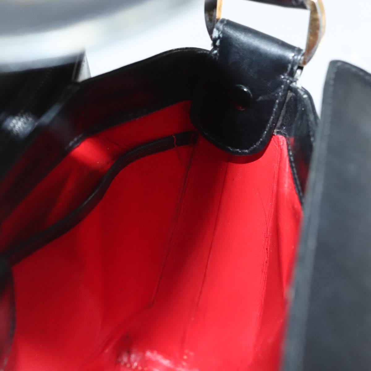 GUCCI Hand Bag Leather Black Gold Auth ep10870