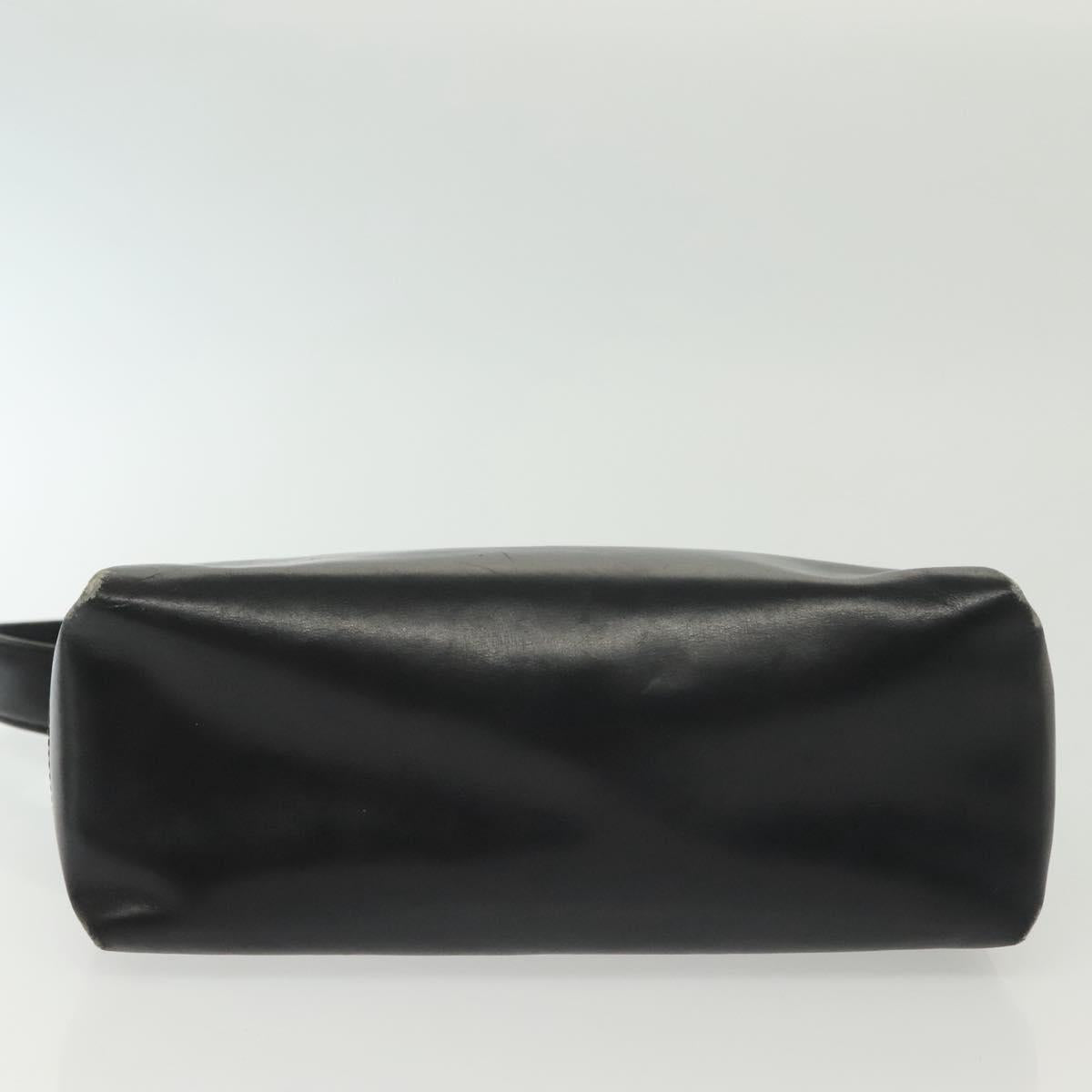 GUCCI Hand Bag Leather Black Gold Auth ep10870