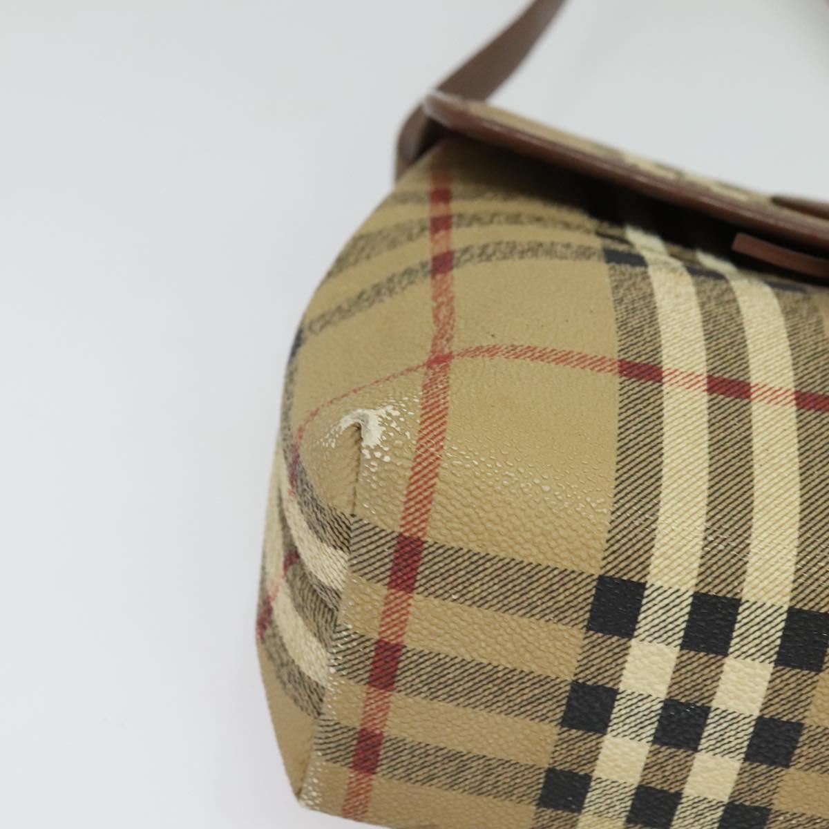 Burberrys Nova Check Shoulder Bag PVC Beige Gold Auth ep10875