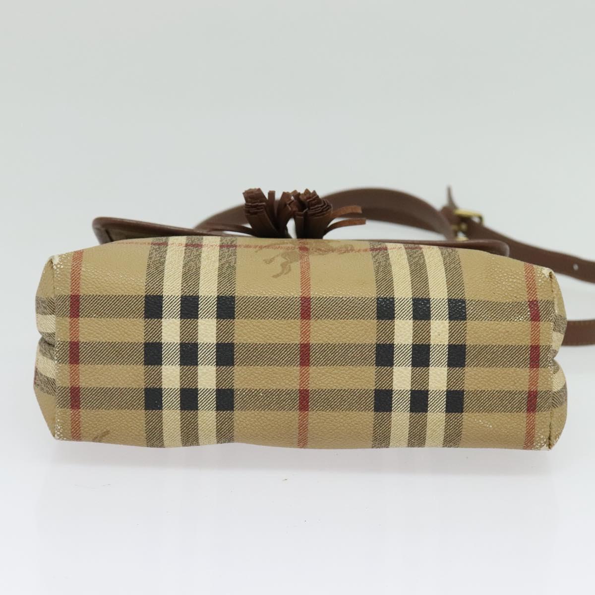 Burberrys Nova Check Shoulder Bag PVC Beige Gold Auth ep10875