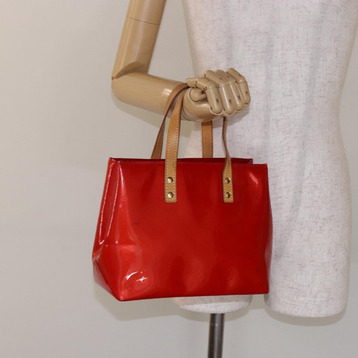 LOUIS VUITTON Monogram Vernis Reade PM Hand Bag Red Rouge M91088 LV Auth ep10876