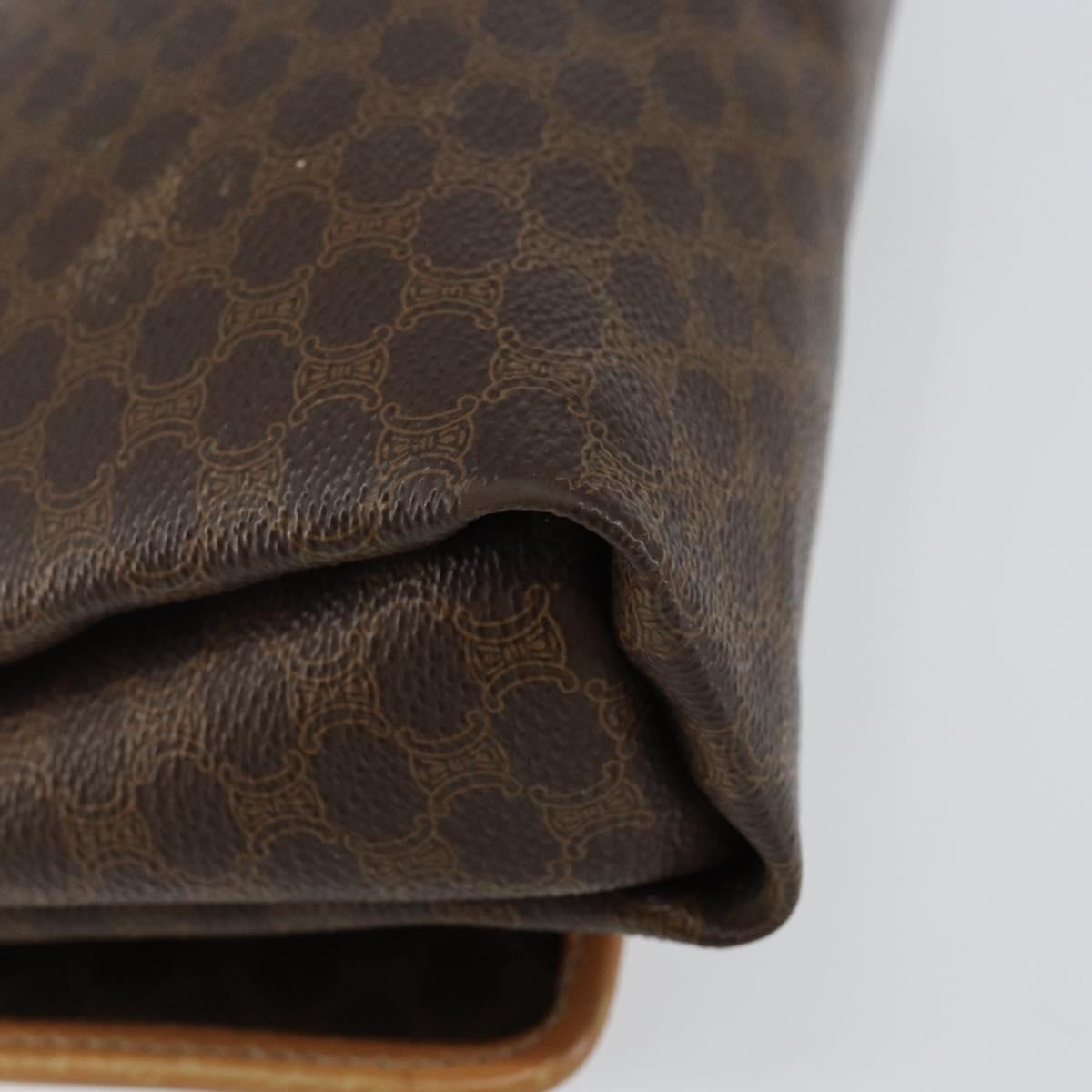 CELINE Macadam Canvas Shoulder Bag PVC Leather Brown Gold Auth ep10882