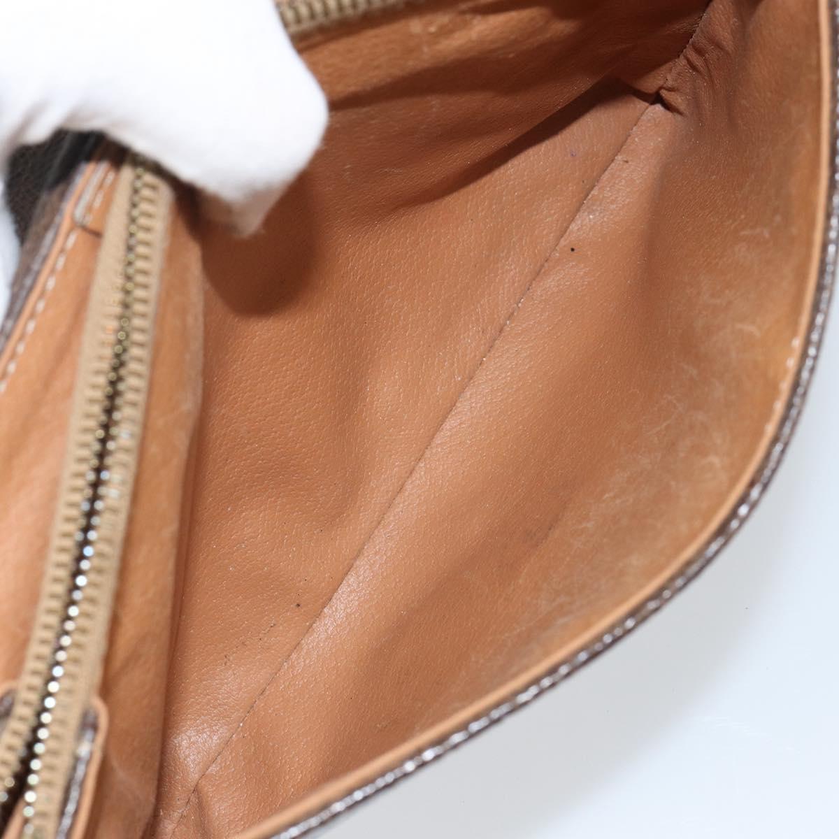 CELINE Macadam Canvas Shoulder Bag PVC Leather Brown Gold Auth ep10882