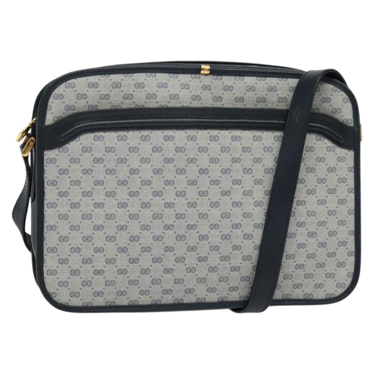 GUCCI Micro GG Supreme Shoulder Bag PVC Navy Gold 001 256 1308 Auth ep10887
