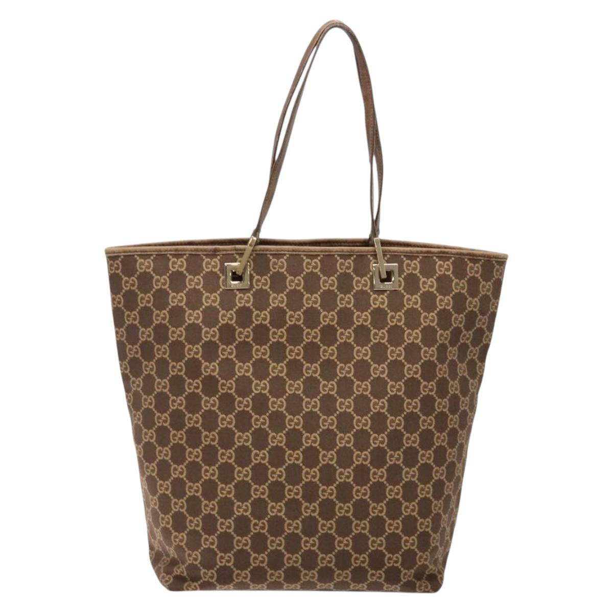 GUCCI GG Canvas Tote Bag Brown Gold 002 1098 Auth ep10894