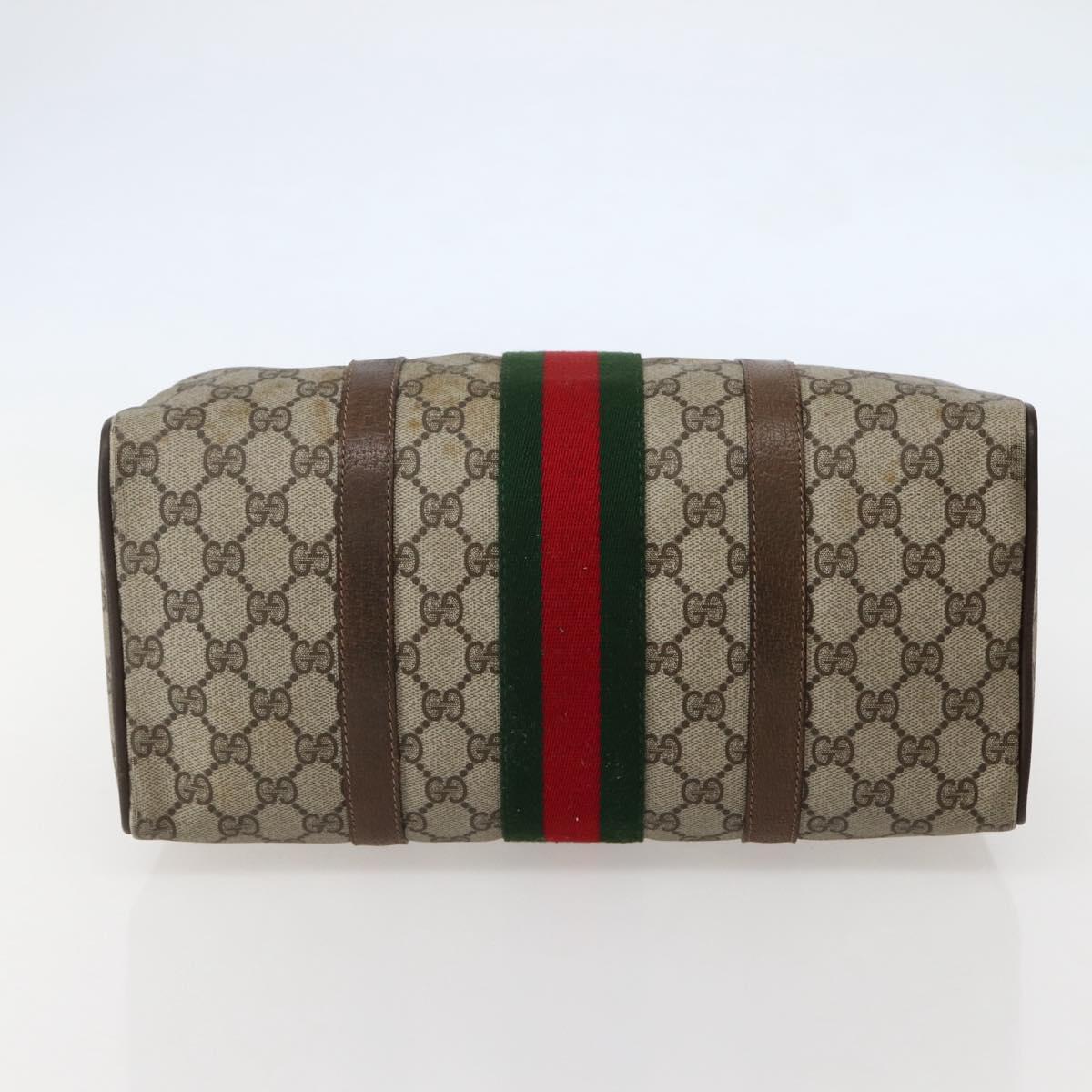 GUCCI GG Supreme Web Sherry Line Boston Bag PVC Beige 39 02 007 Auth ep10901