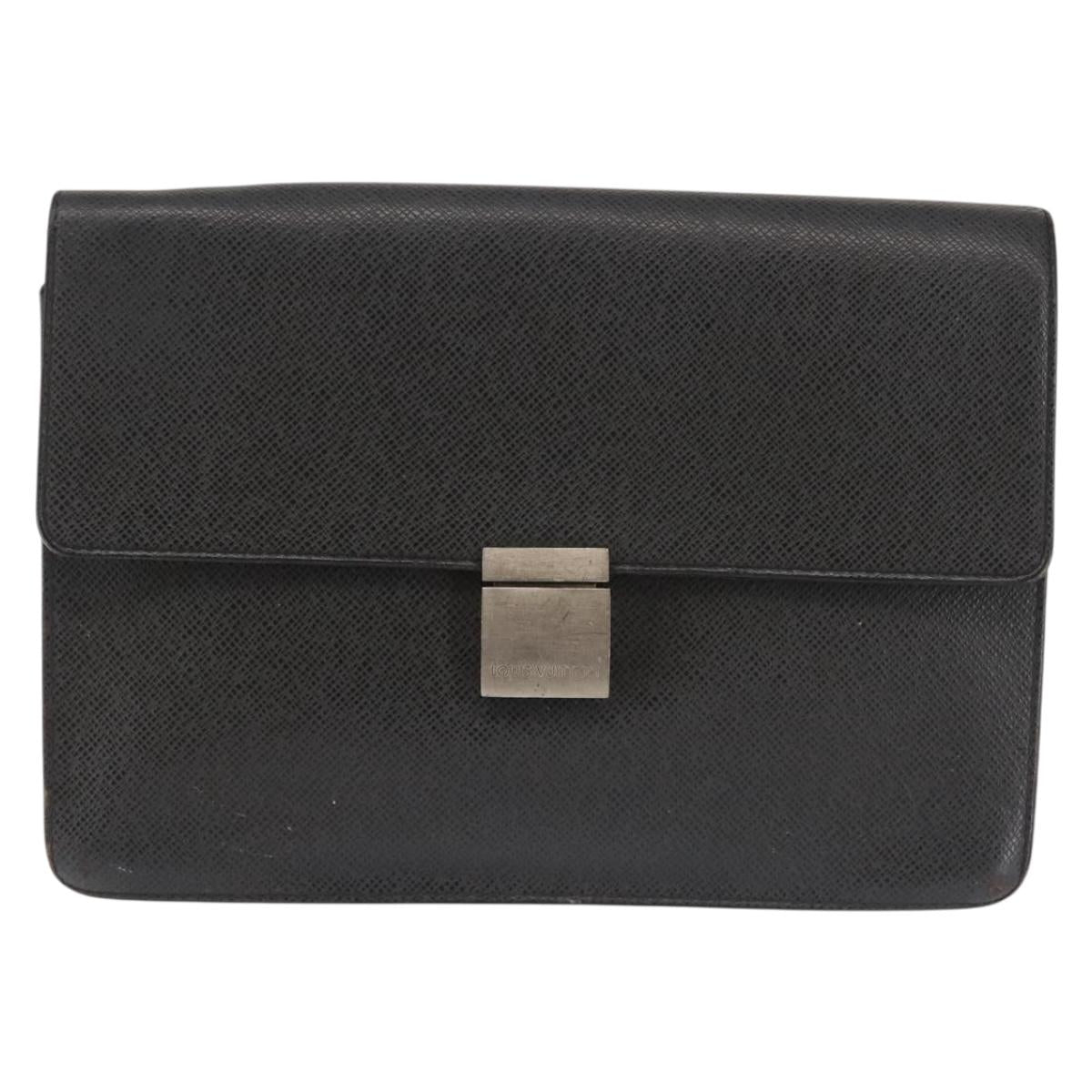 LOUIS VUITTON Taiga Selenga Clutch Bag Ardoise M30782 LV Auth ep10920